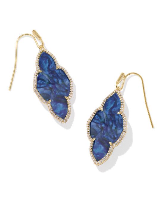 The Abbie Pave Frame Gold Drop, Color: Navy Abalone