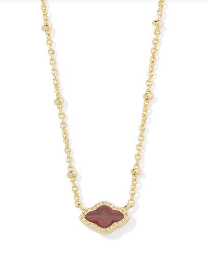 The Mini Abbie Gold Pendant Necklace, Color: Cranberry Illusion
