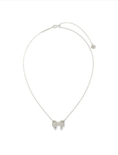 The Krista White Mix Bow Pendant Necklace, Color: Silver