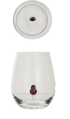 Stemless Wine Glass with Figure, Color: Ladybug