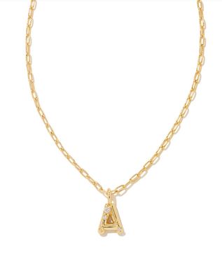 The Crystal Gold Letter Pendant Necklace, Initial: A