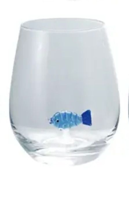 Stemless Wine Glass with Figure, Color: B Fish