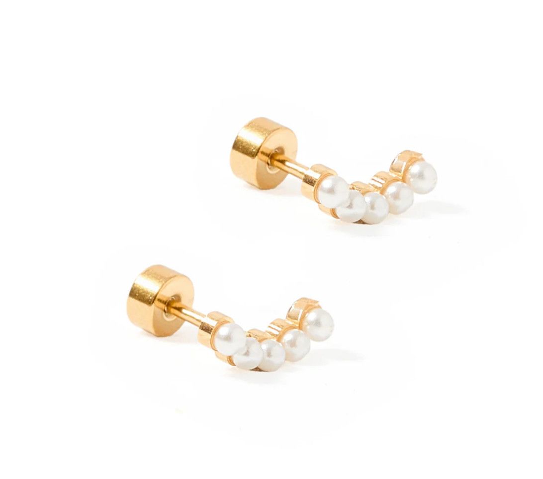Screwback Stud Earring, Color: Abigail-Pearl