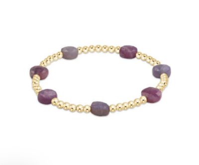 Admire Gold 3mm Bead Gemstone Bracelet, Color: Ruby