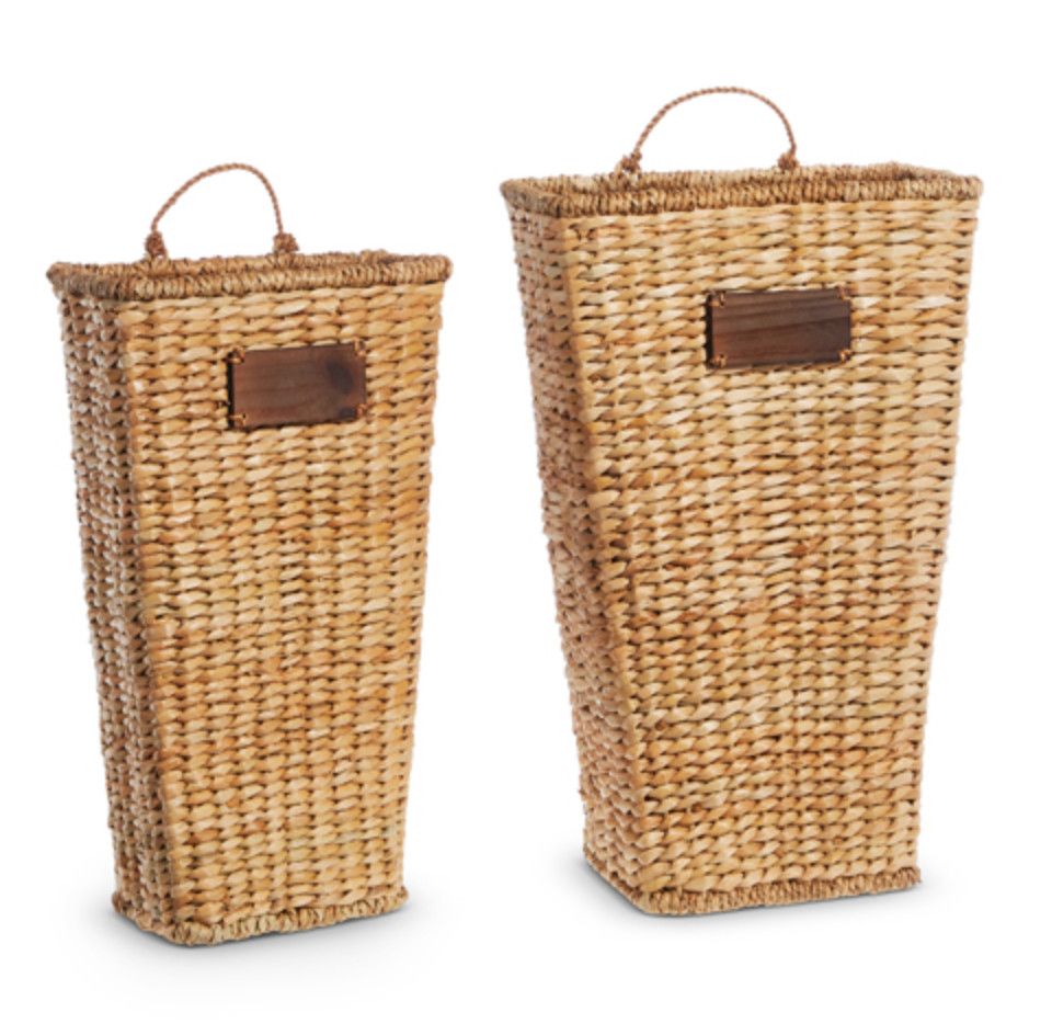 Hyacinth + Wicker Wall Basket, Size: Small