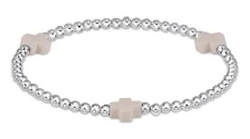 Enewton EXTENDS Signature Cross 3mm Sterling Silver Bead Pattern Bracelet, Color: Off White