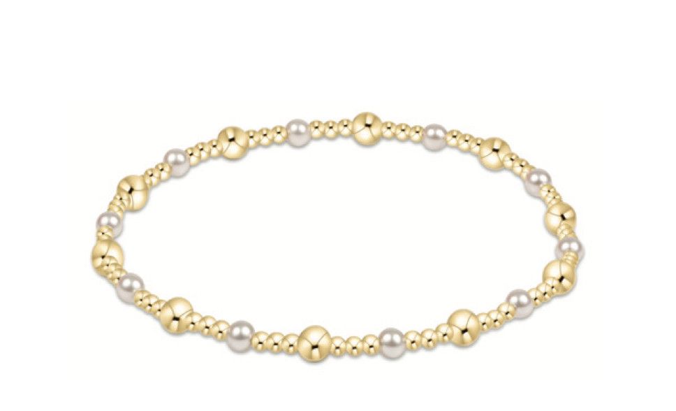Classic Gold Sincerity Pattern 4mm Bead Bracelet Pearl