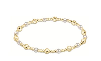 Classic Gold Sincerity Pattern 4mm Bead Bracelet Pearl