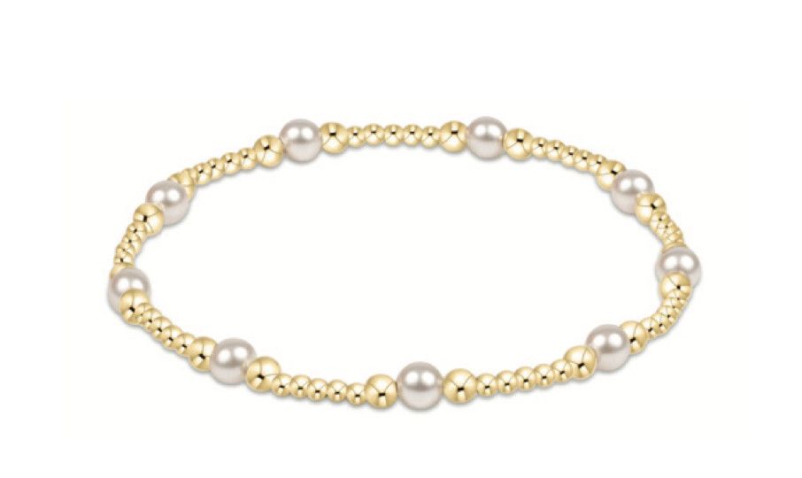 Classic Purpose Pattern 4mm Bead Bracelet Pearl