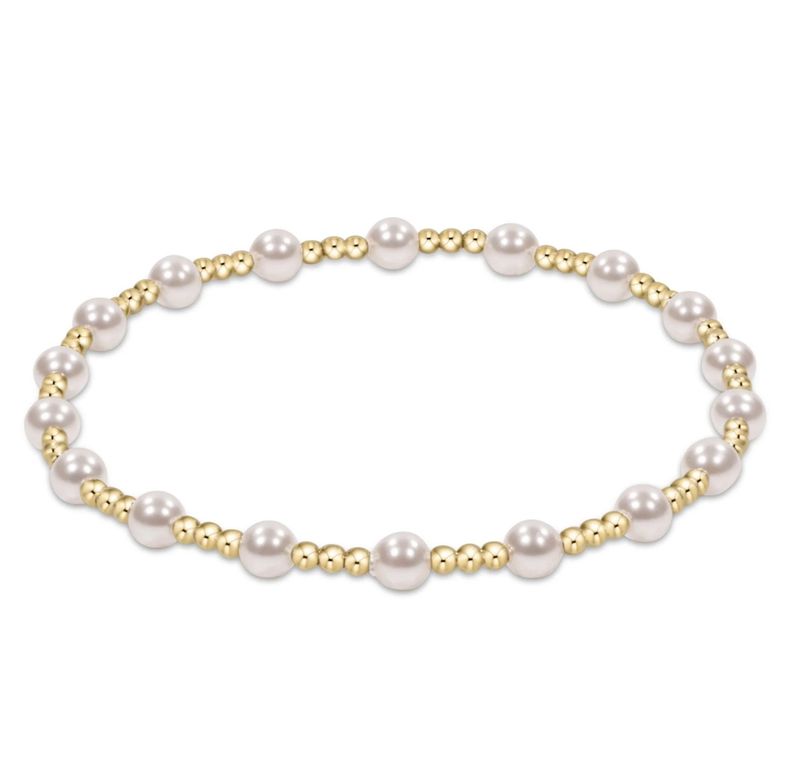 Classic Sincerity Pattern 4mm Bead Bracelet Pearl