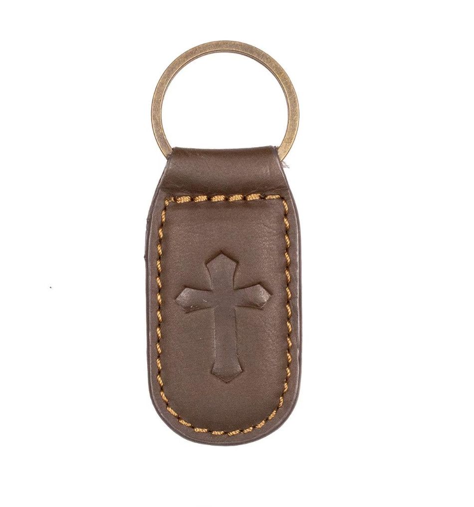 Cross Leather Embossed Keychain