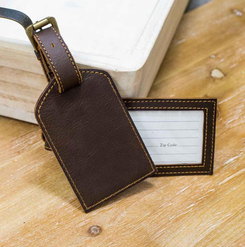 Leather Luggage Tag | Dark Brown