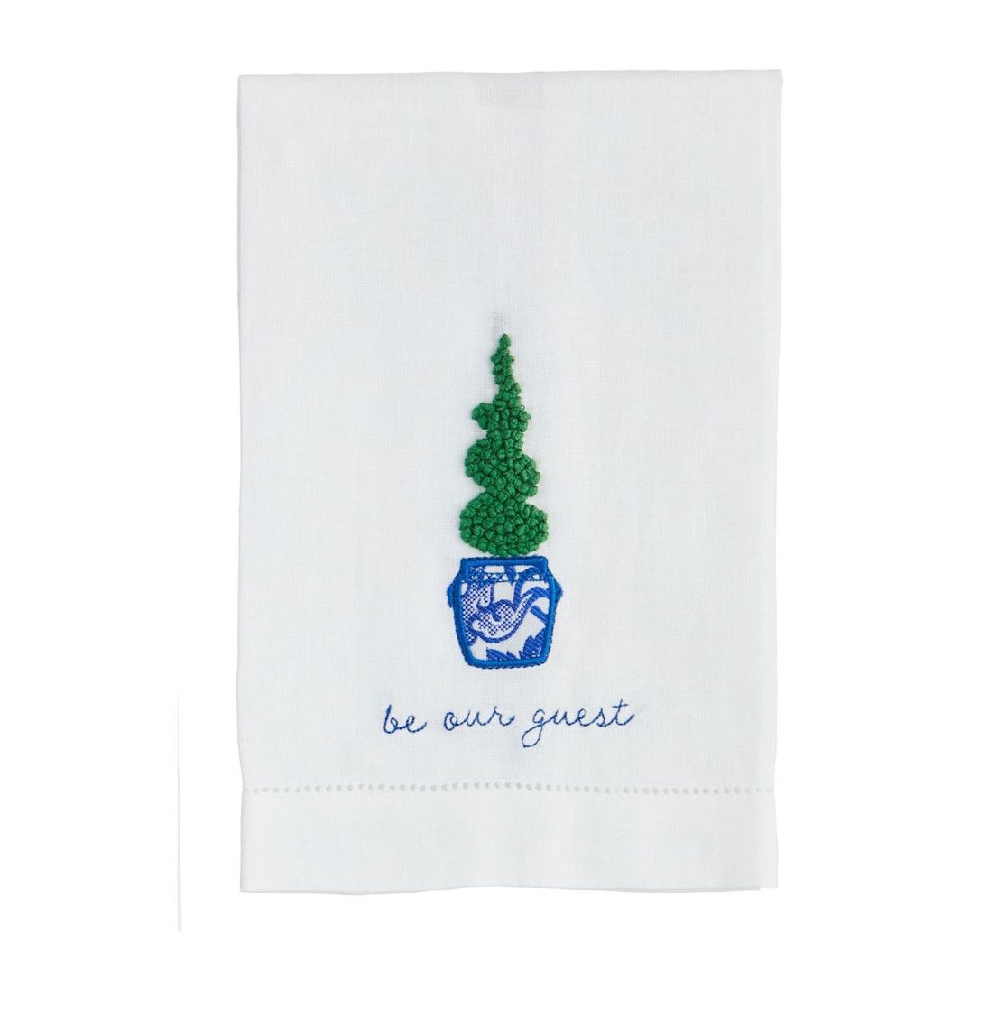 Guest Boxwood Embroidered Tea Towel