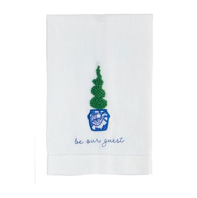Guest Boxwood Embroidered Tea Towel