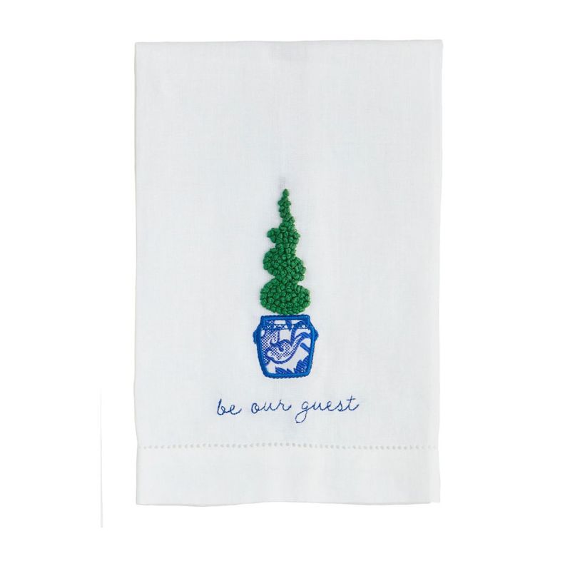 Guest Boxwood Embroidered Tea Towel