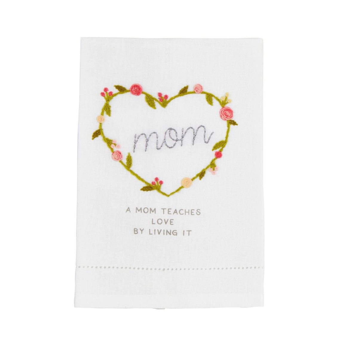 Mom Teaches Embroidery Tea Towel