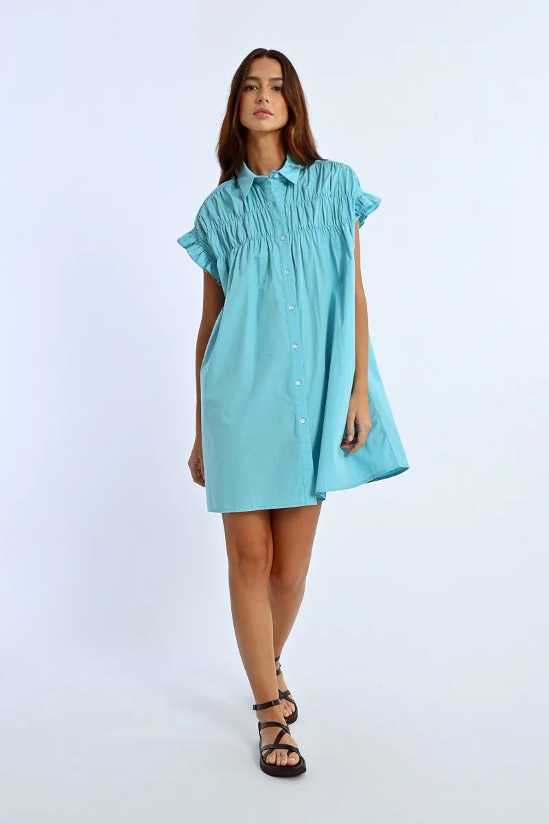 The Palm Dress, Color: Turquoise, Size: XS