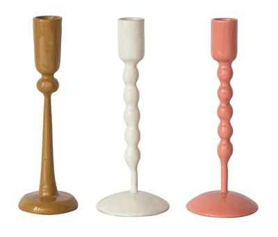 Enameled Metal Taper Holder Tall