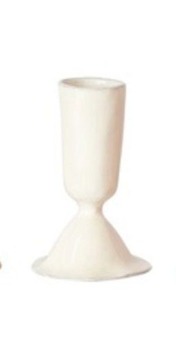 Enameled Metal Taper Holder Short, Color: White