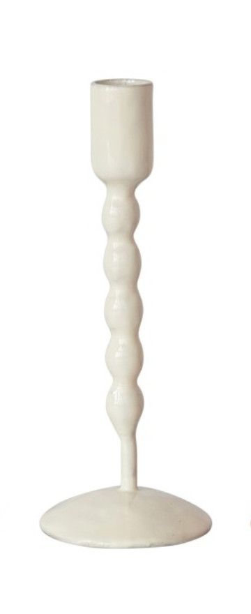 Enameled Metal Taper Holder Tall, Color: White