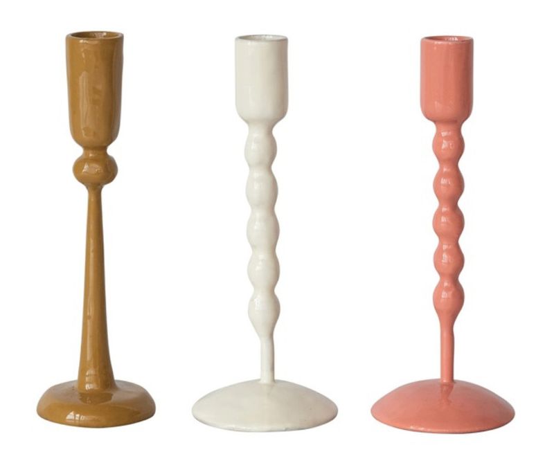 Enameled Metal Taper Holder Tall