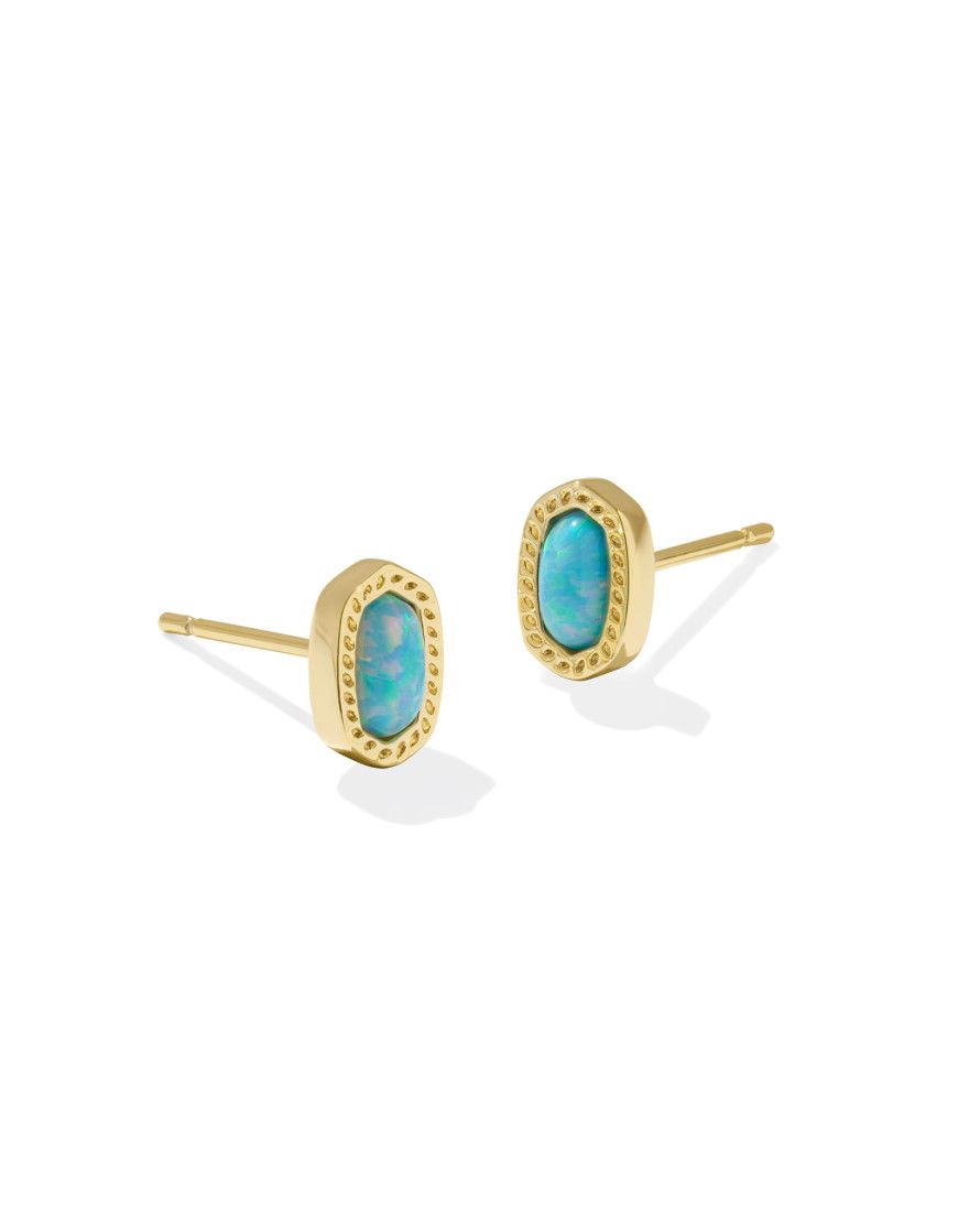 The Mini Ellie Stud Earring Gold Teal Opal