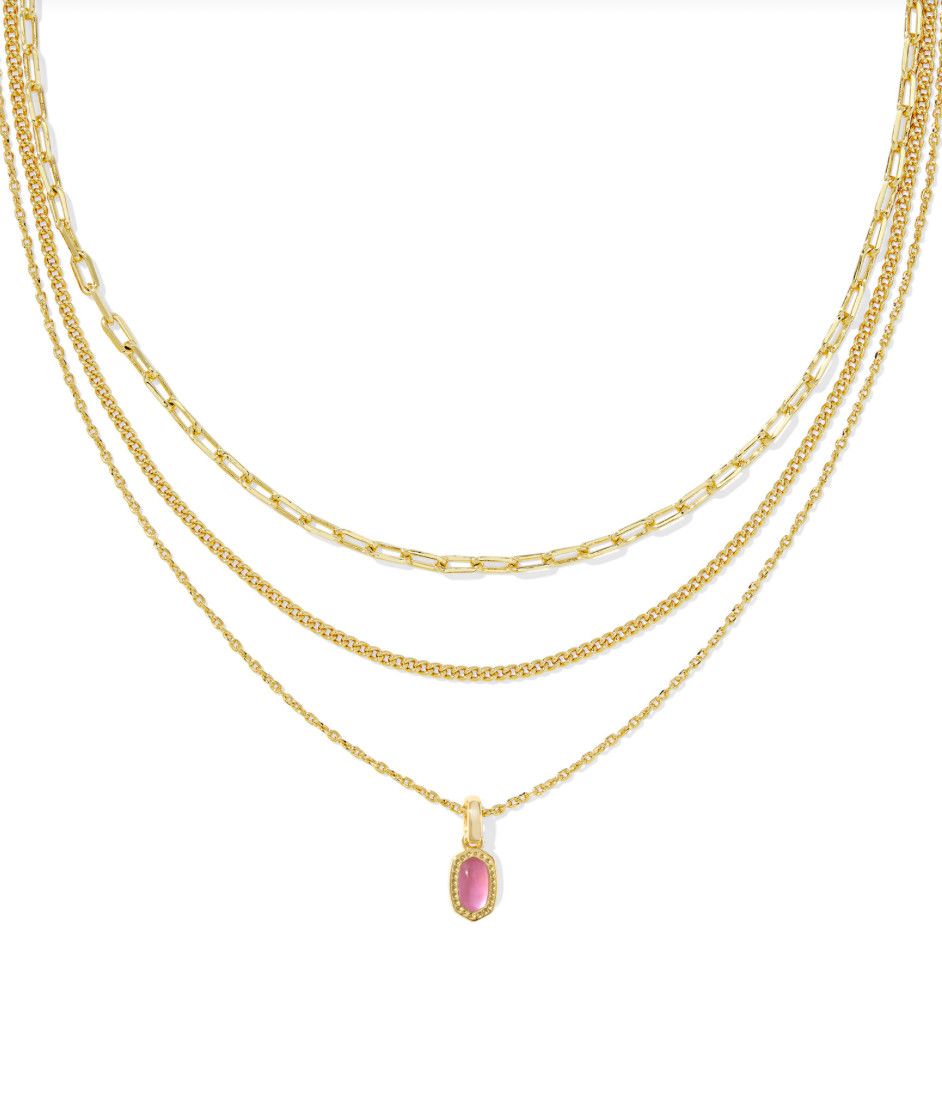 The Mini Elisa Triple Strand Necklace Gold Azalea Illusion