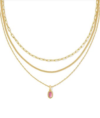 The Mini Elisa Triple Strand Necklace Gold Azalea Illusion