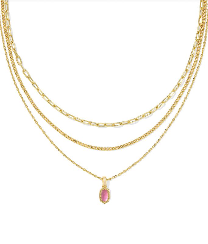 The Mini Elisa Triple Strand Necklace Gold Azalea Illusion