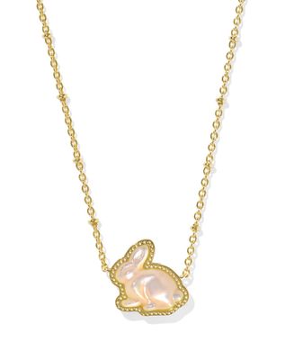 The Bunny Short Pendant Gold Taupe Mother of Pearl
