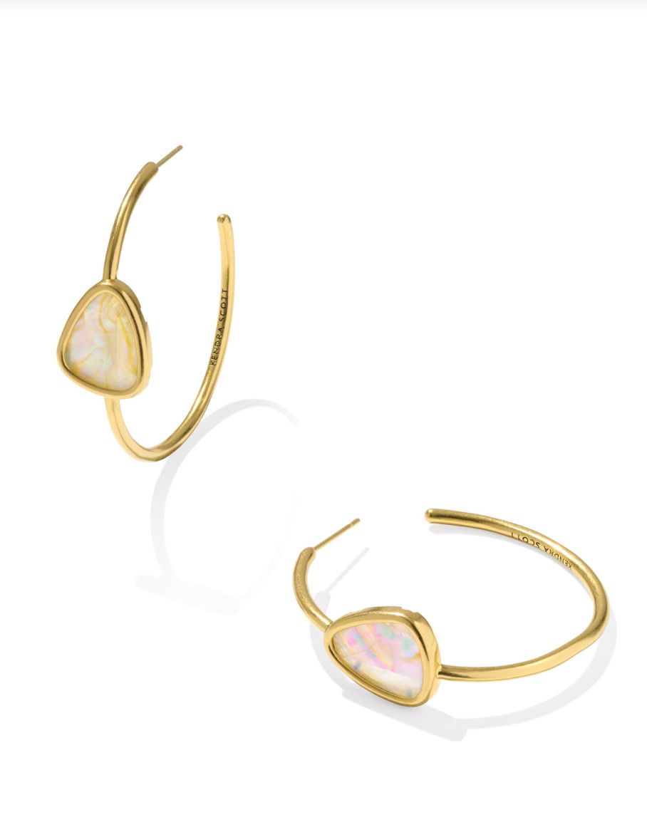 The Margot Hoop Earring Vintage Gold iridescent Abalone