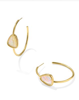 The Margot Hoop Earring Vintage Gold iridescent Abalone