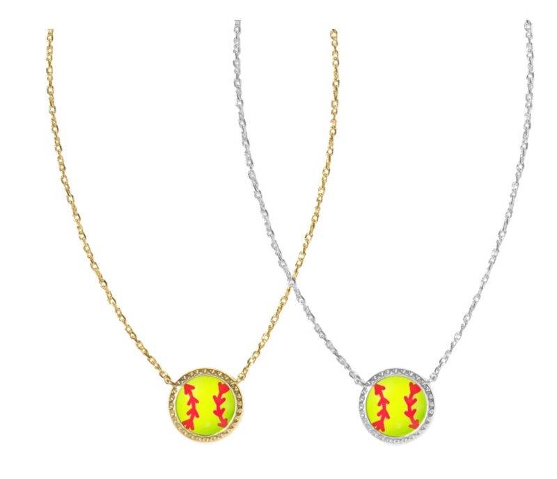 The Softball Short Pendant Necklace in Chartreuse Magnesite
