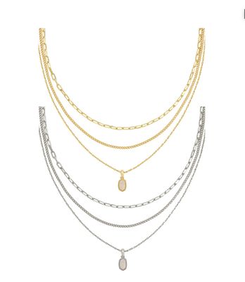 The Mini Elisa Triple Strand Necklace Iridescent Drusy