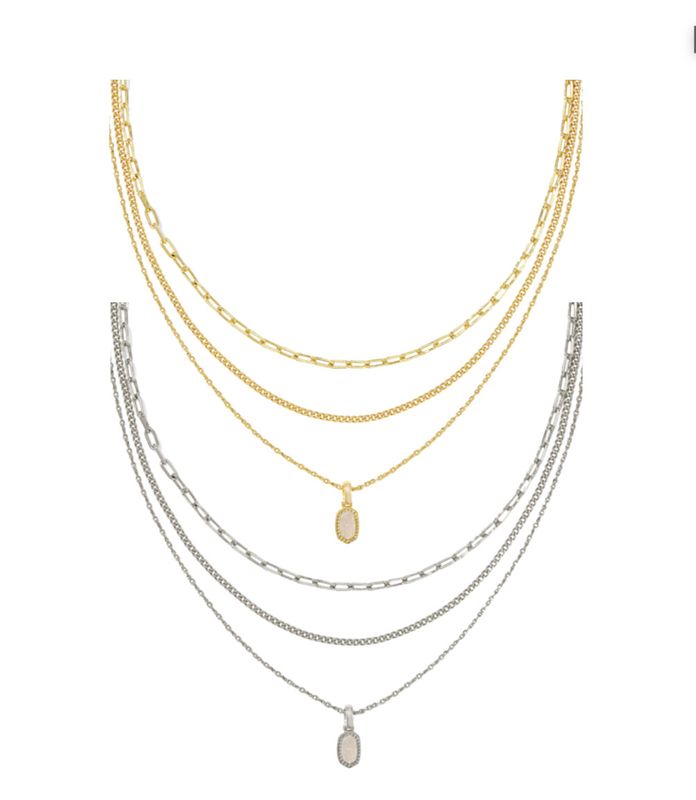 The Mini Elisa Triple Strand Necklace Iridescent Drusy