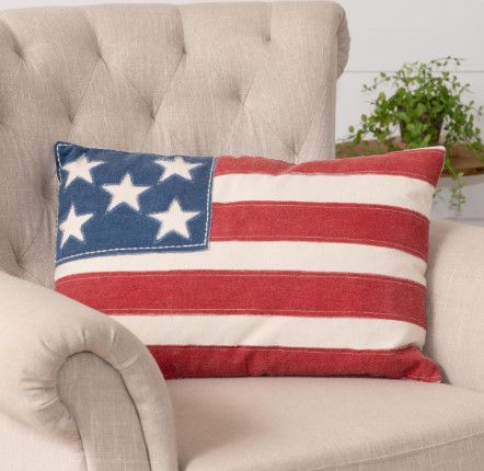 Patchy American Flag Pillow