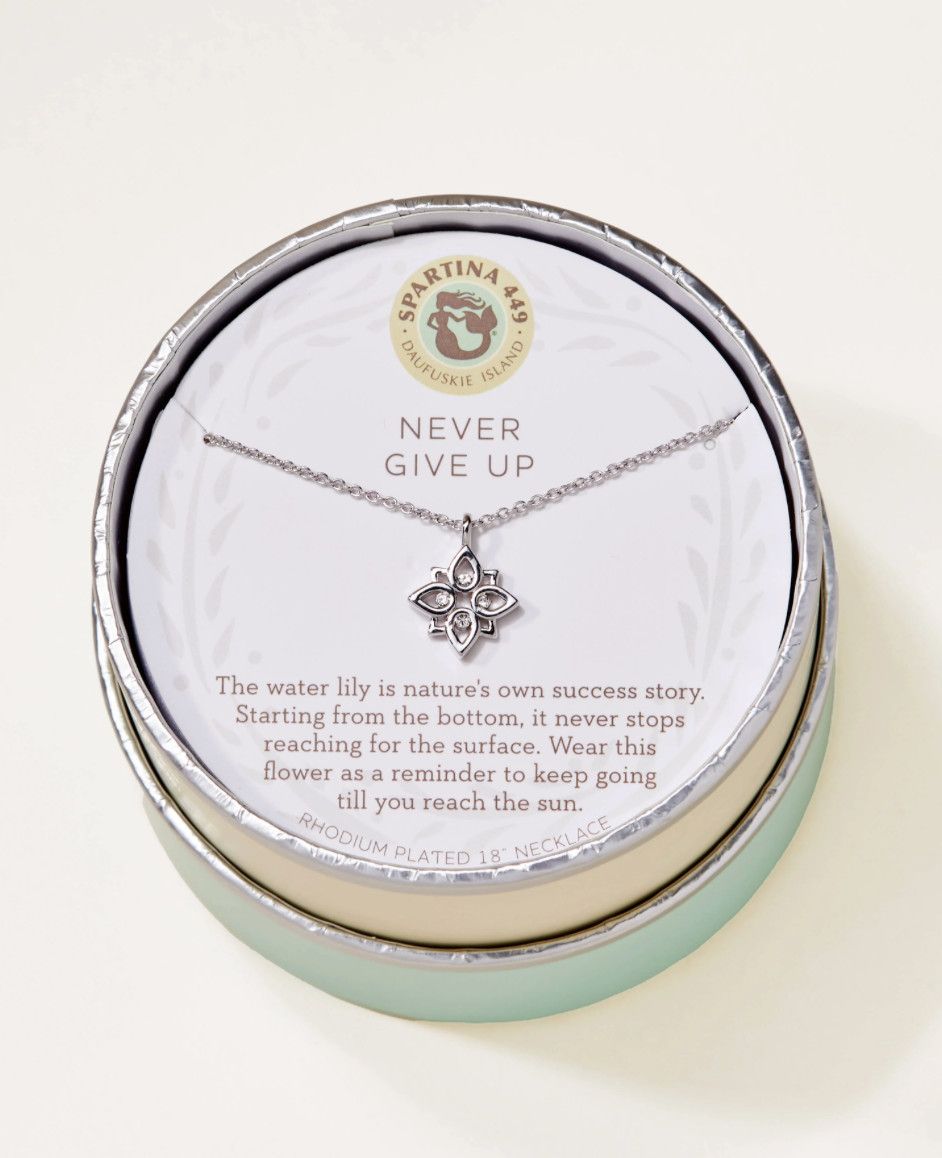 SLV Necklace 18&quot; Never Give Up Lotus, Color: Silver