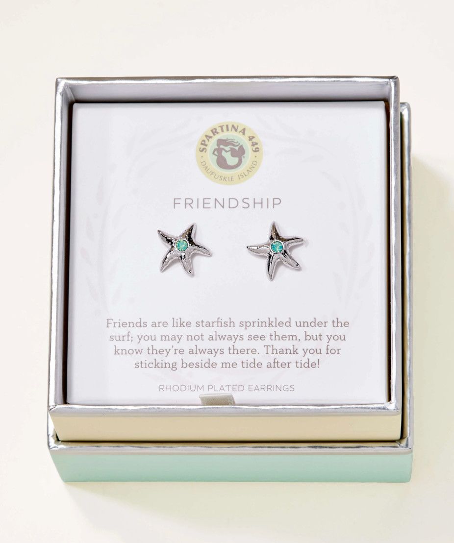 SLV Stud Earrings Friendship/Starfish, Color: Silver