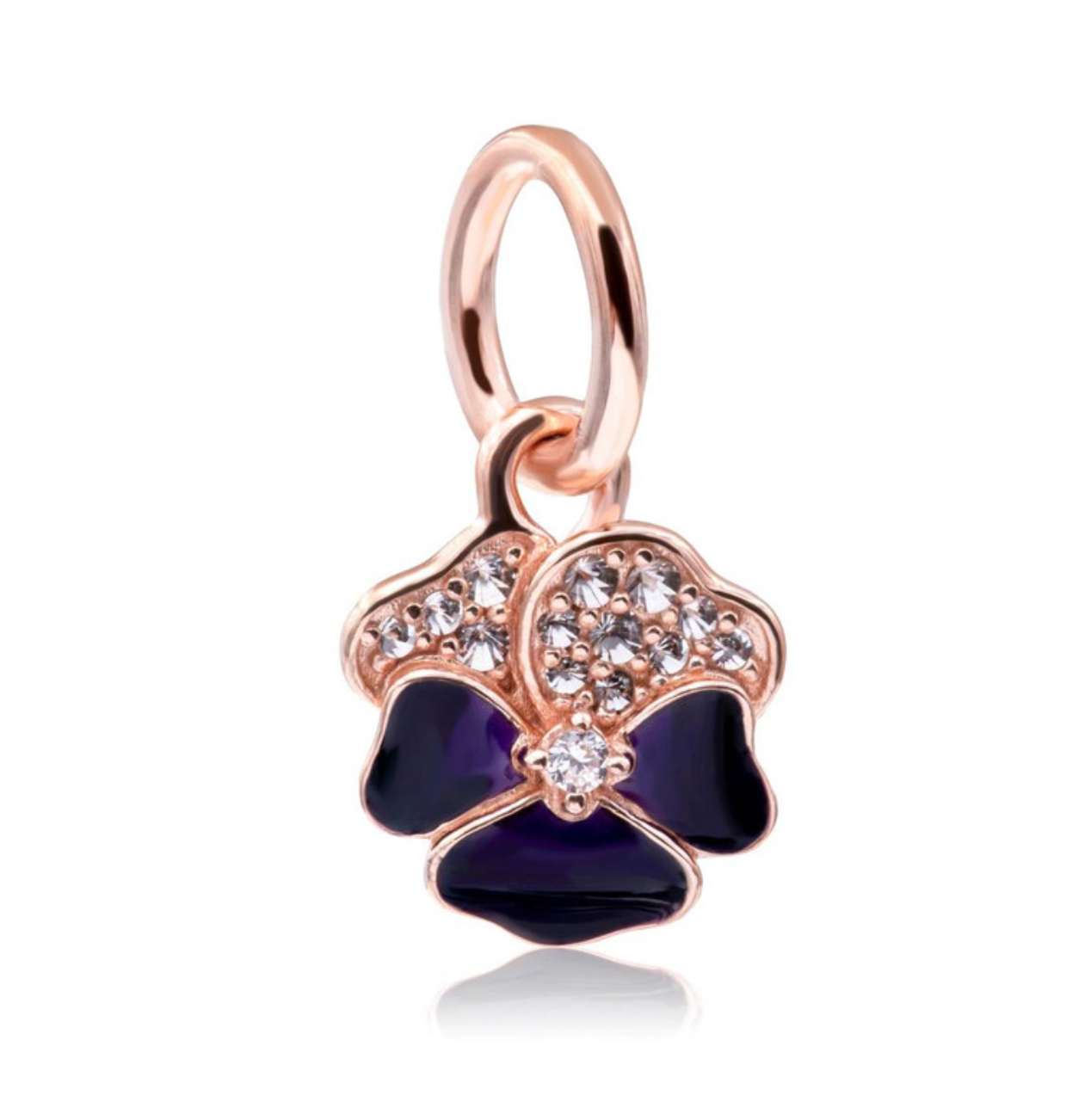 PANDORA™ Pansy 14K Rose Gold-Plated Dangle With Clear CZ