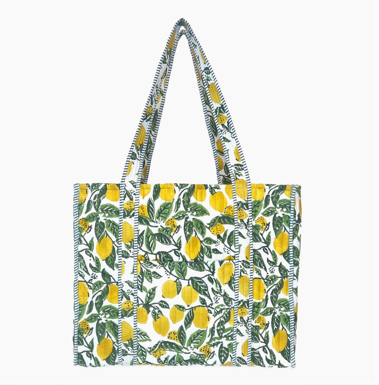Quilted Tote Bag, Color: Lemon Groves
