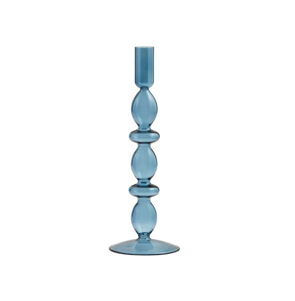 Glass Taper Candle Holder, Color: Blue