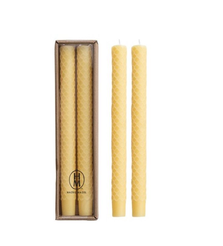 Honeycomb Taper Candle Set of 2, Color: Yellow