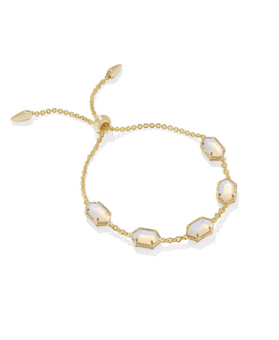 Hallie Delicate Chain Bracelet Gold Opalite Illusion