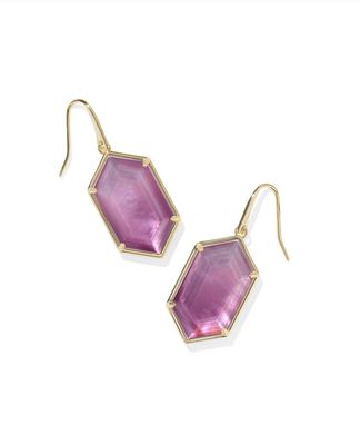 The Hallie Drop Earring Gold Purple Watercolor Illusion