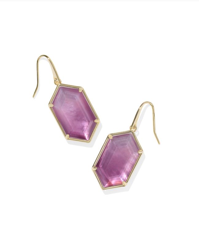 The Hallie Drop Earring Gold Purple Watercolor Illusion