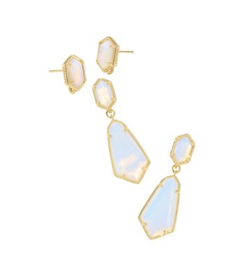The Hallie Convertible Drop Earring Gold Opalite Illusion