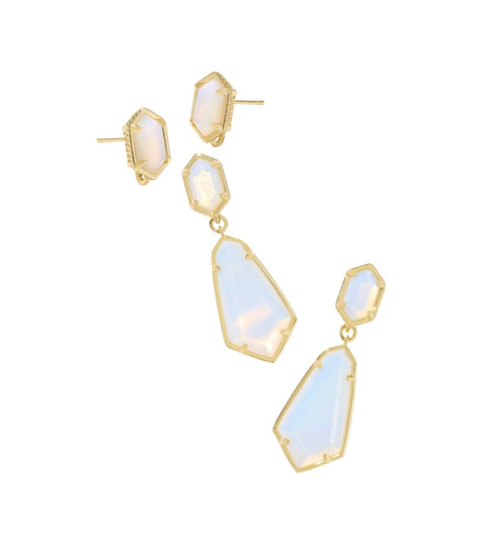 The Hallie Convertible Drop Earring Gold Opalite Illusion