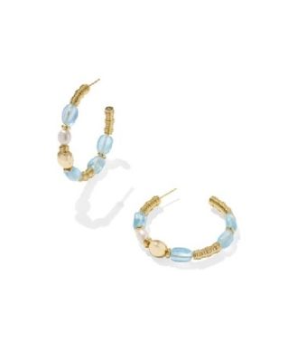 The Melody Beaded Hoop Earring Aquamarine