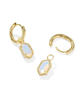 The Hallie Huggie Earring Gold Opalite Illusion