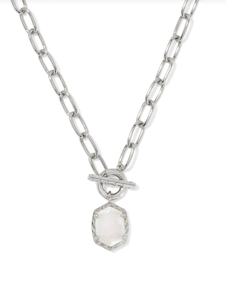 The Daphne Link Chain Necklace Silver Ivory Mother of Pearl